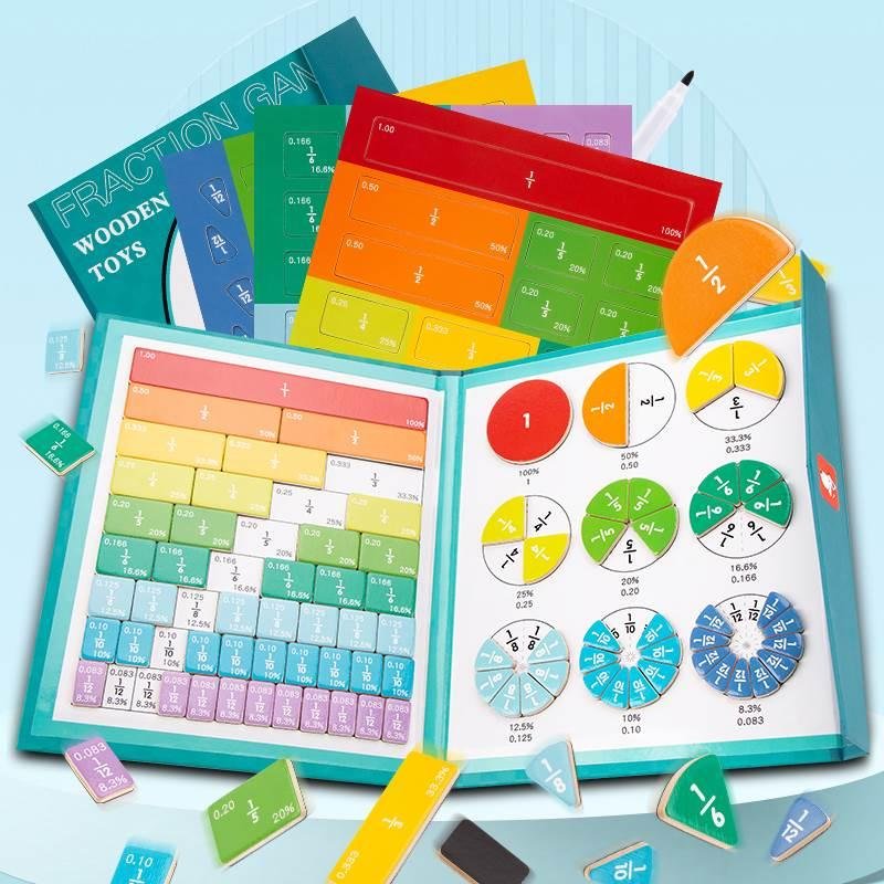 Magnetic Fraction Demonstration Book. 1 Set Math Teaching Aid. Learning Toy for Gift. Mathematical Knowledge Training Toys. Interactive Game Props. Educational Material
