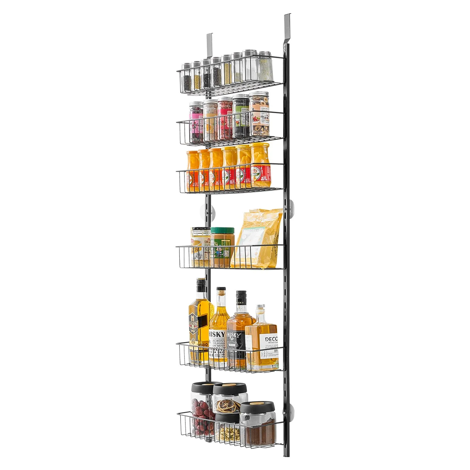 【VEVOR Sommersale】VEVOR Über Tür Pantry Organizer, Pantry Organisation und Aufbewahrung, robustes Hängeschrankregal aus Stahl für Gewürze, verstellbare Wand Gewürzregale, für Küche, Waschküche und Badezimmer - Image 3